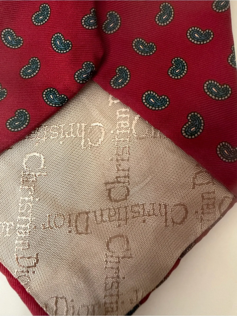 Christian Dior Monsieur Red Silk Tie Made in USA